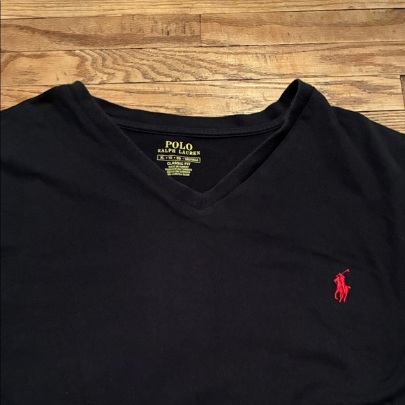 Polo by Ralph Lauren Men's Black Tee with Red Emblem - Picture 3 of 5